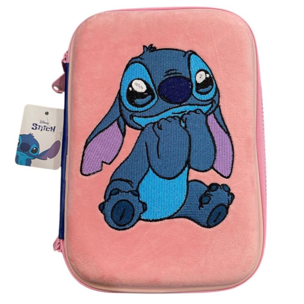 Estuche Rosa Bordado Personaje Azul Caricatura Niños Escolar image number 0.0