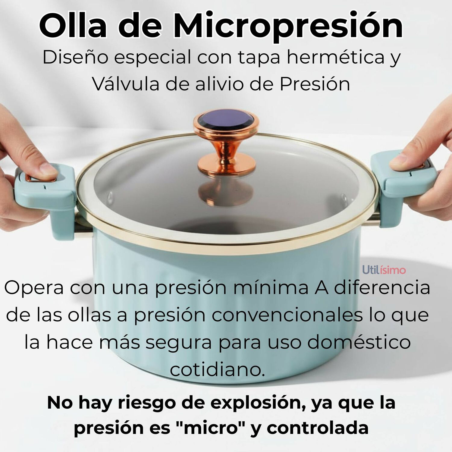 Olla De Micro Presi&oacute;n Esmalte Antiadherente Capacidad 12 Litros Color Azul image number 9.0