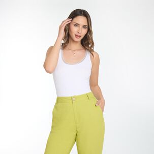 Polera Regular Sin Mangas Cuello Redondo Contorno Metal Mujer Kimera
