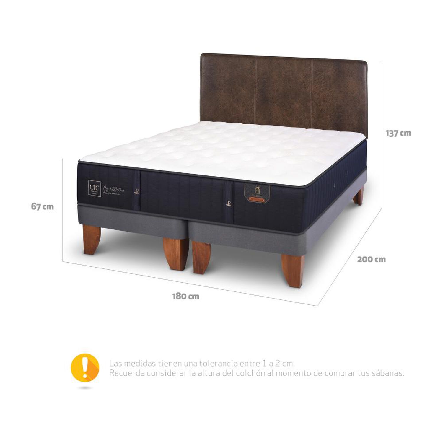 Cama Europea Cic Premium / King / Base Dividida + Respaldo image number 4.0
