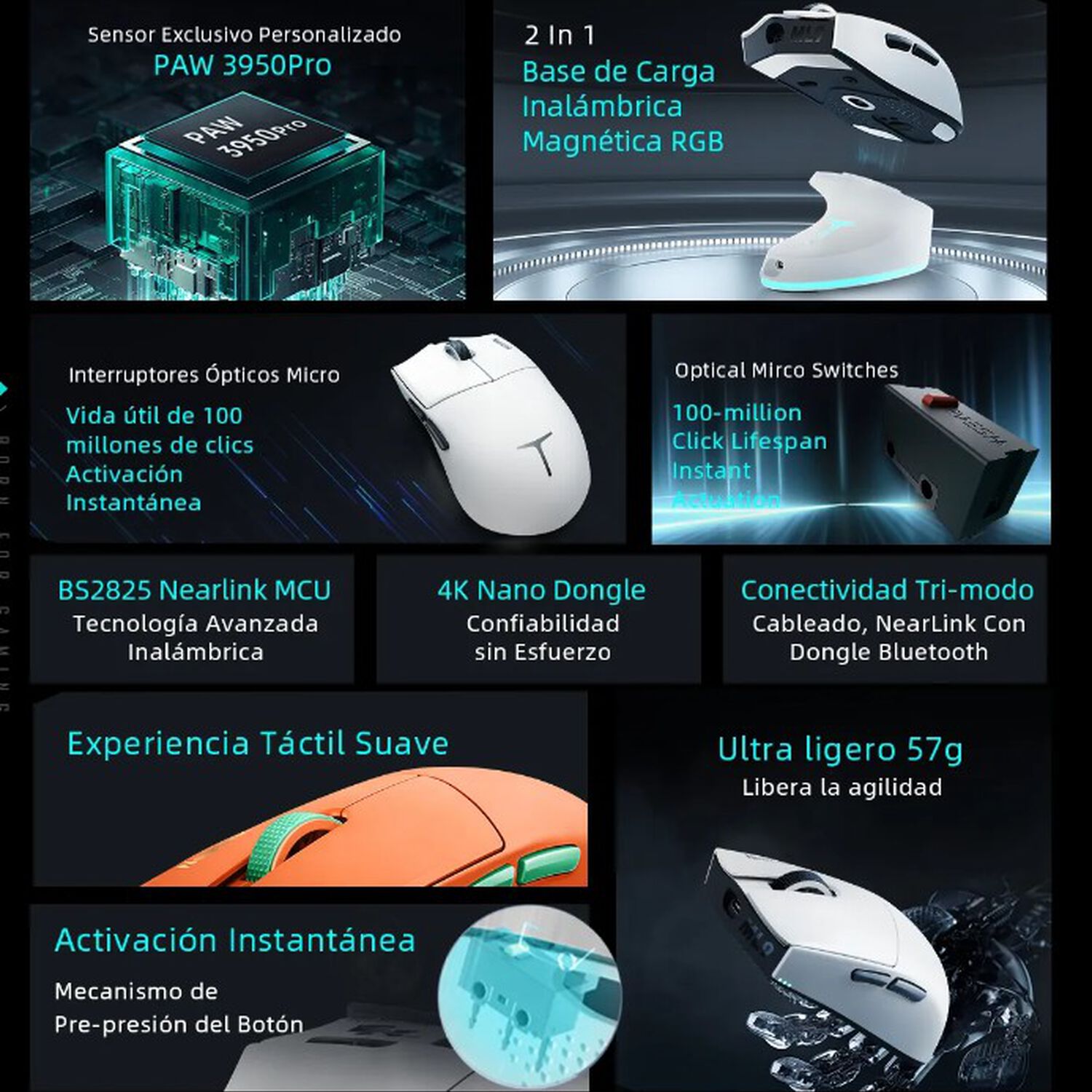 8khz Mouse Inal&aacute;mbrico Gamer image number 3.0