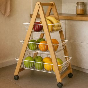 Carro Organizador 3 Niveles Con Canastos De Cocina Verdulero
