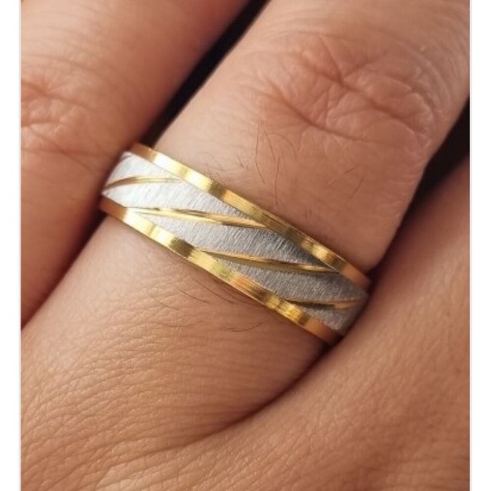 Anillo Titanio Pareja Compromiso Dama Onda Dorada M 4mm image number 7.0