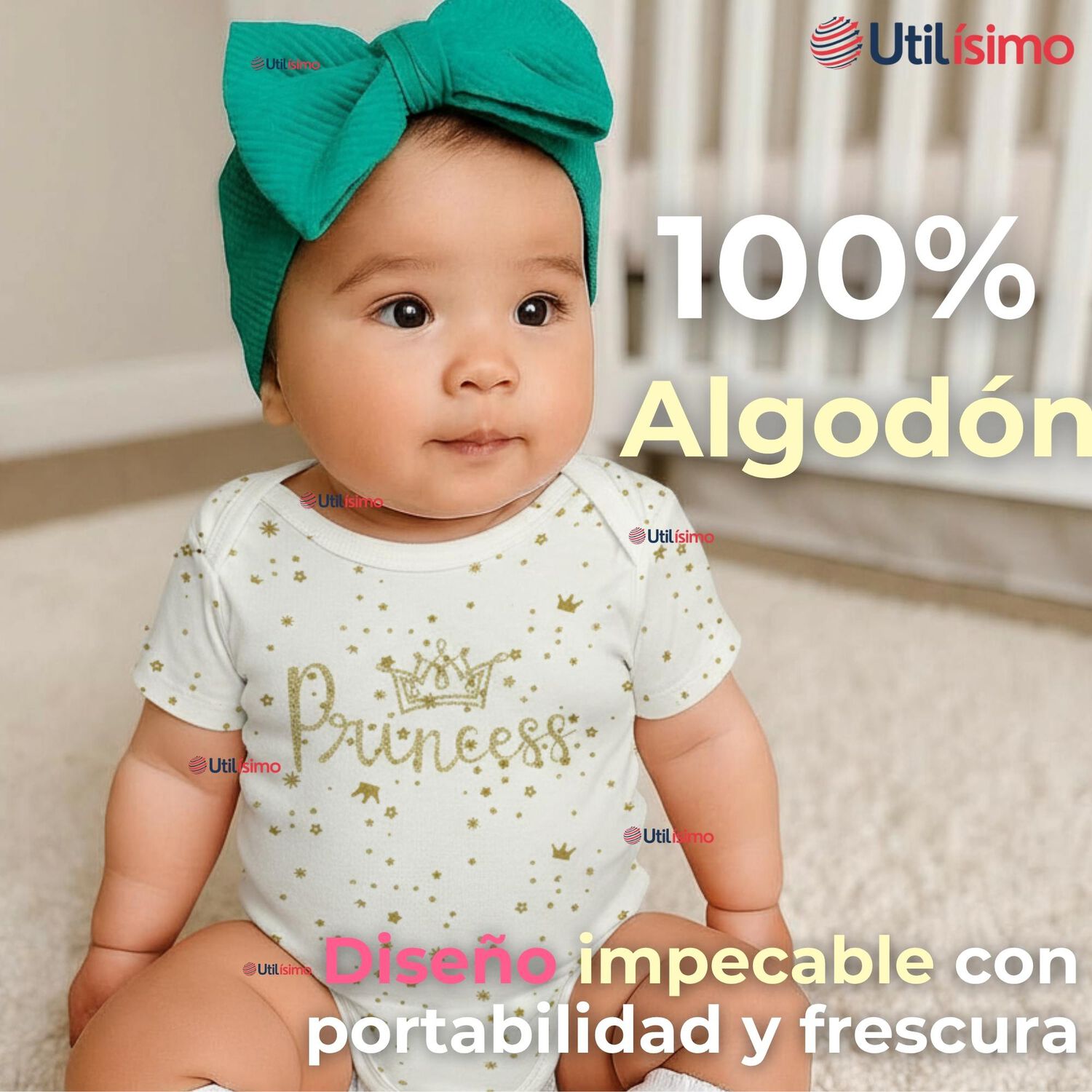 Pack 4 Bodys Ni&ntilde;a Manga Corta Tedmimak 100% Algod&oacute;n Sparkle Like A Princess image number 2.0