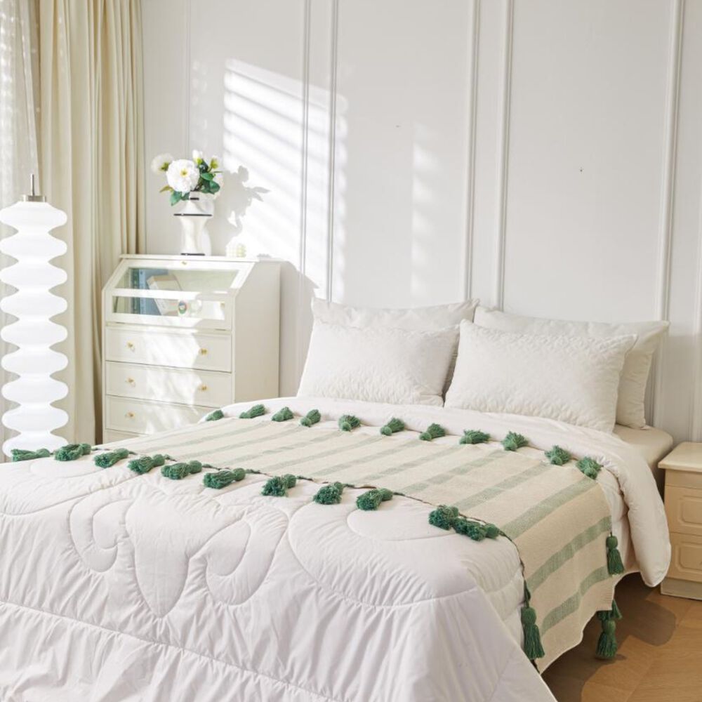 Piecera Tejido Bohemio De Algodon / Lino 70x210 Cm Negra image number 4.0