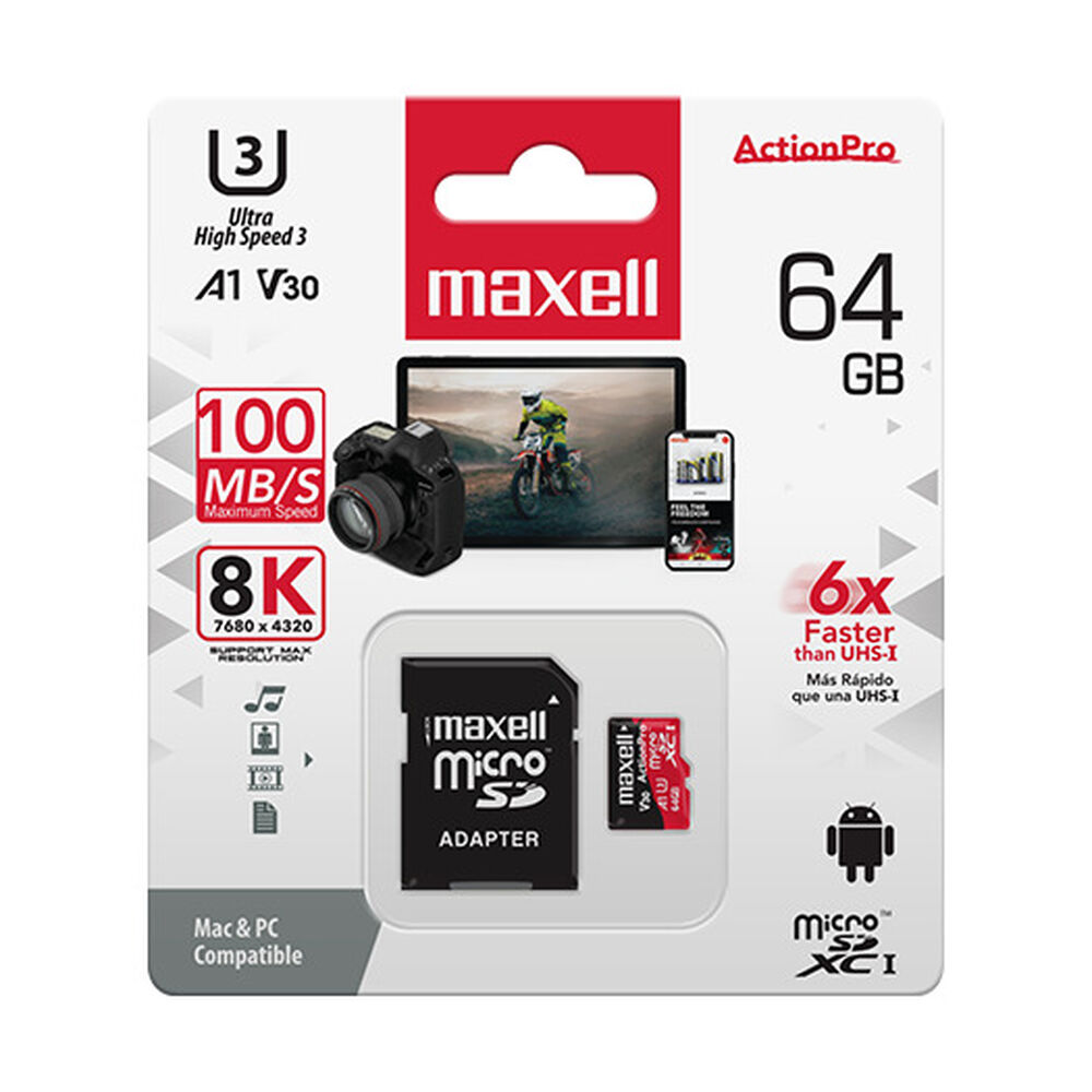 Tarjeta Microsd Maxell 64gb Uh-3 4k image number 2.0