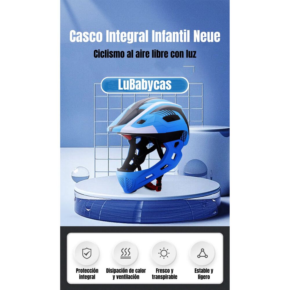 Casco Integral Infantil Bici 2 En 1 Con Luz Neue Lubabycas image number 7.0