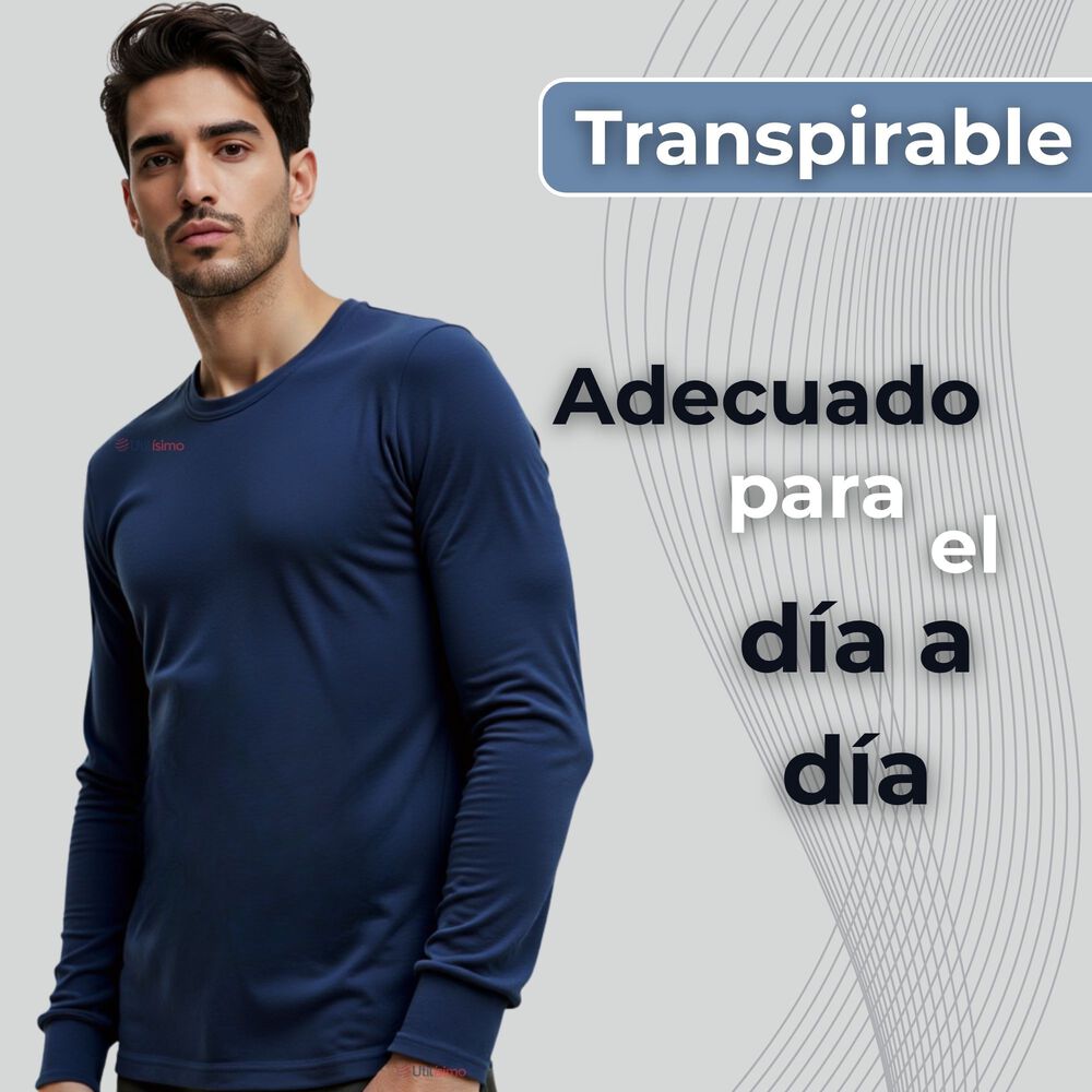 Camiseta Hombre Bambú Manga Larga Primera Capa Polera image number 6.0
