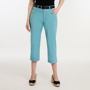 Bermuda Pescador Liso Con Cinturón Tiro Medio Regular Mujer Geeps