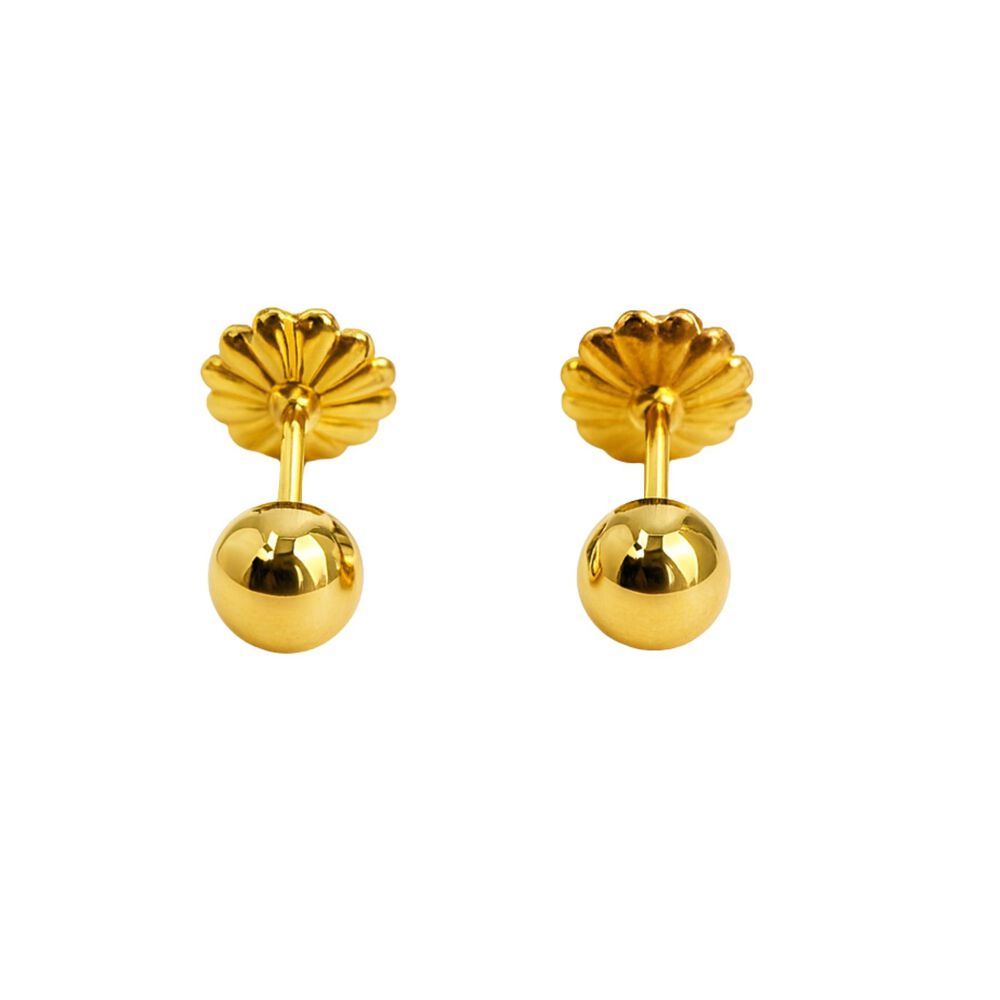 Aros Bolita 6mm N4 Oro 18k Atornillados 0.75gr Ni&ntilde;a Juvenil Hipoalerg&eacute;nicos image number 0.0
