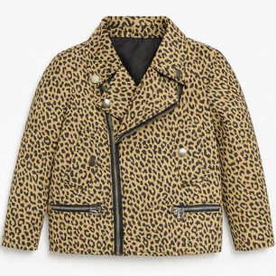 Chaqueta Animal Print Ni&ntilde;a Estilo Biker Moda Casual