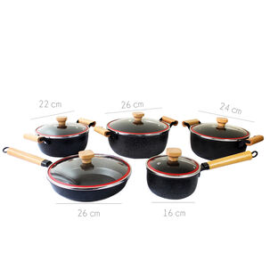 Juego De Ollas Ceramica Granito Antihaderente 10 Piezas Negras