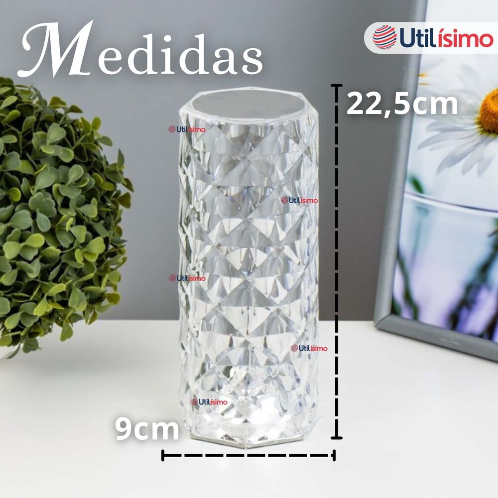 L&aacute;mpara Cristal T&aacute;ctil Usb Transparente Para Mesa image number 4.0