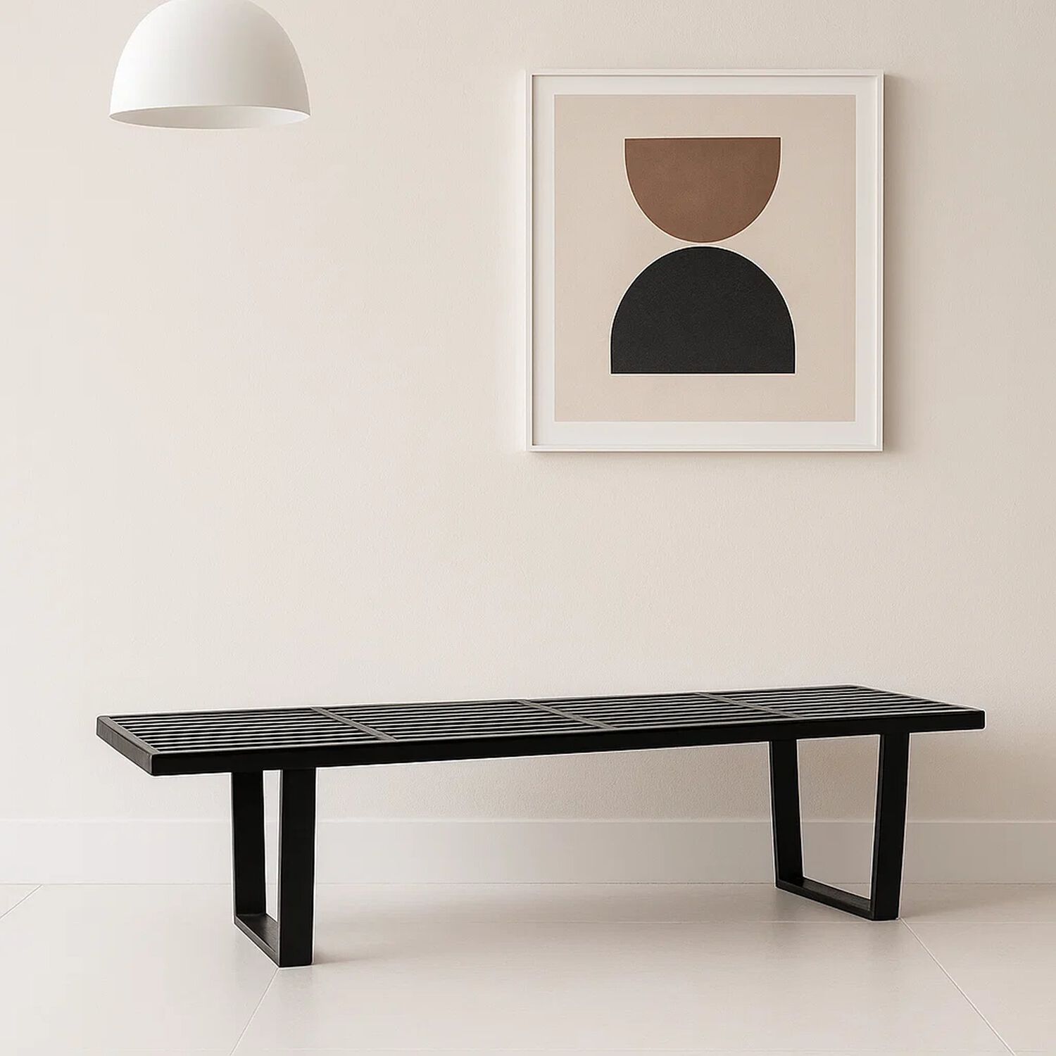 Banqueta De Madera Y Metal George Nelson 160cm - Negra image number 1.0