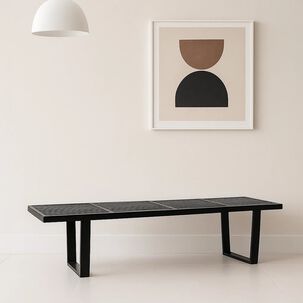 Banqueta De Madera Y Metal George Nelson 160cm - Negra