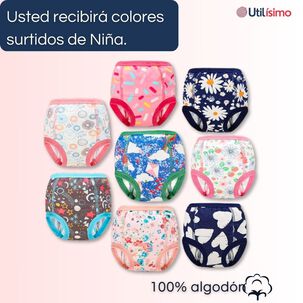 Pack 3 Calzón Pantys Niña Entrenamiento Algodón Absorbente Transpirable Cintura Elástica