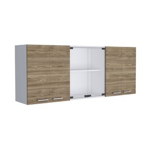 Mueble Superior De Cocina 6 Puertas 150x60x31,5 Cm Café Y Blanco