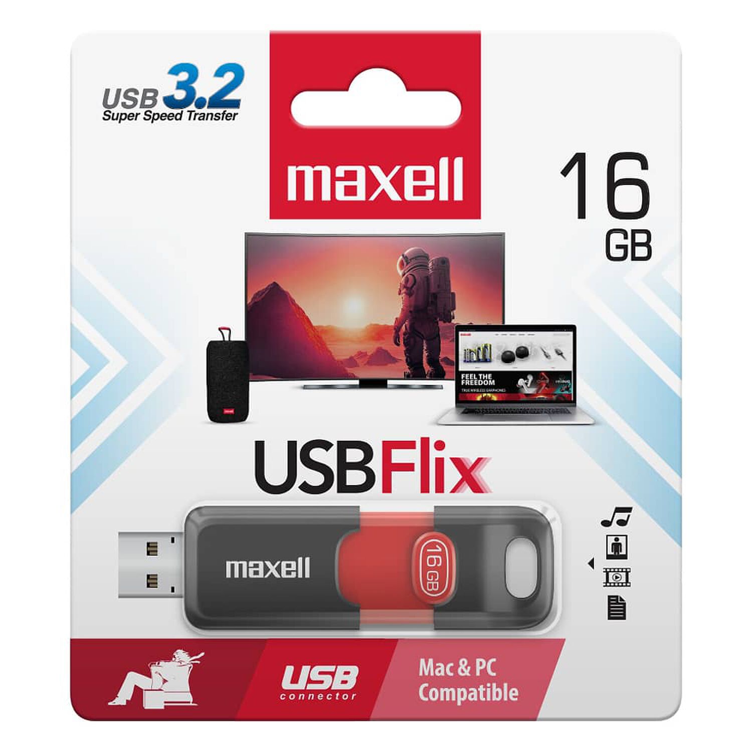 Pack 3 Pendrive Maxell Flix 16gb 3.2 image number 1.0