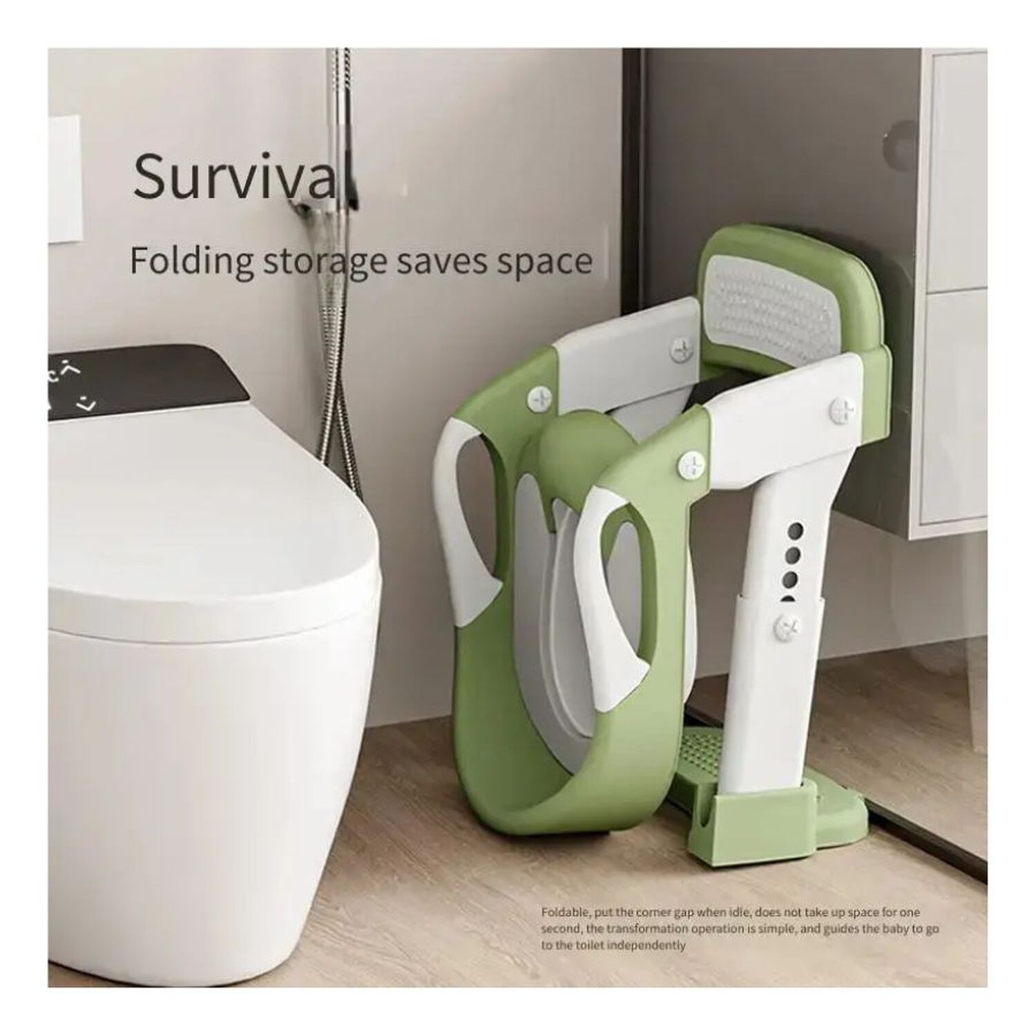 Asiento De Ba&ntilde;o Plegable Multifuncional 3en1 Infantil Verde image number 3.0