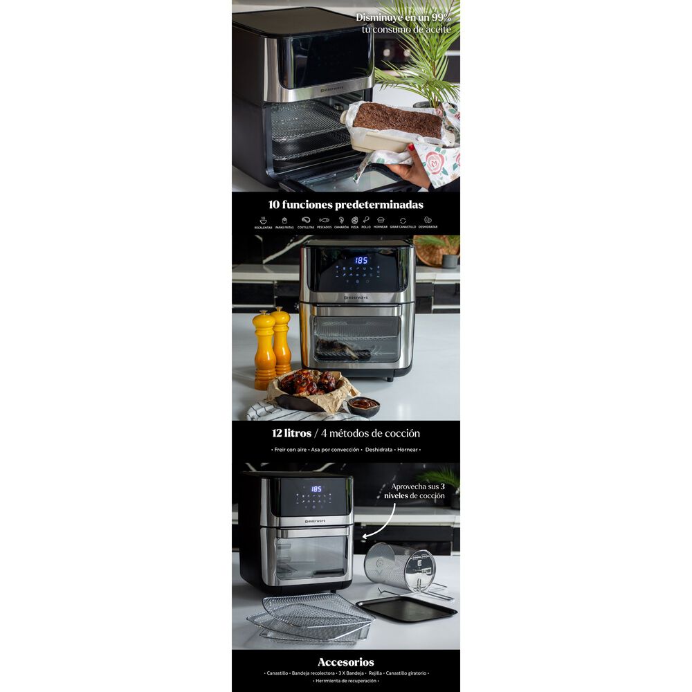 Freidora De Aire Air Fryer Plus Lite 12 L Easyways image number 7.0