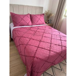 Cubrecama 2 Plazas Microfibra Con Vuelos Fucsia