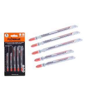 Set Hojas Caladora Madera Metal Aluminio5 Piezas Flowmak