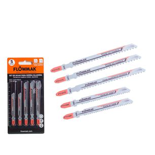 Set Hojas Caladora Madera Metal Aluminio5 Piezas Flowmak