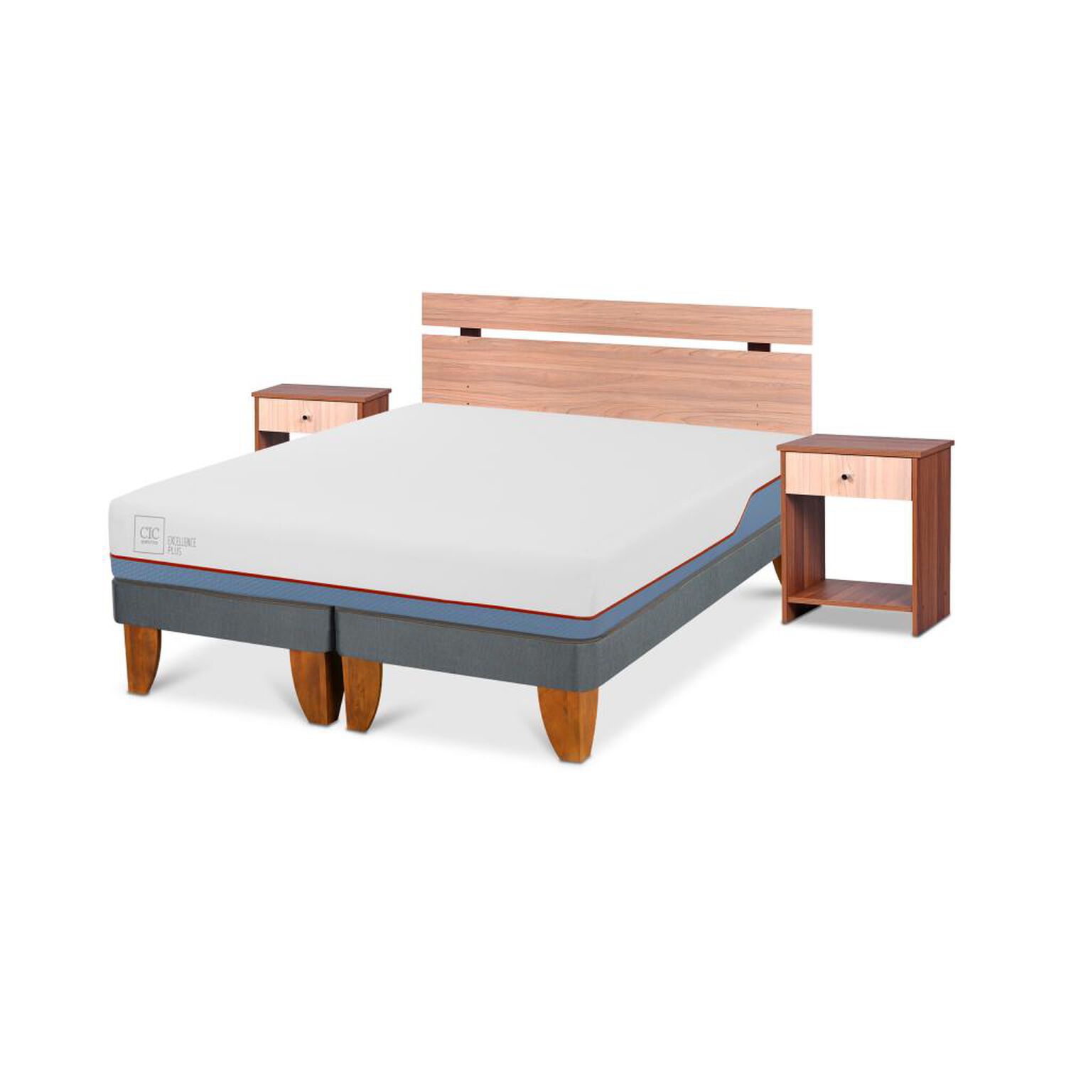 Cama Europea Cic Excellence Plus / 2 Plazas / Base Dividida + Set De Maderas image number 1.0