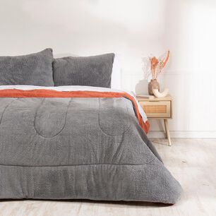 Plumon Sherpa/sherpa 2 Plazas Gris-naranjo