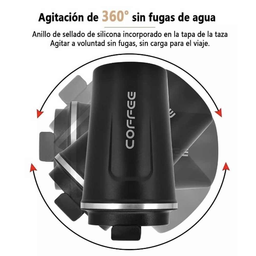 Vaso Termico Port&aacute;til De Doble Capa De Acero Inoxidable Caf&eacute; Negro image number 2.0