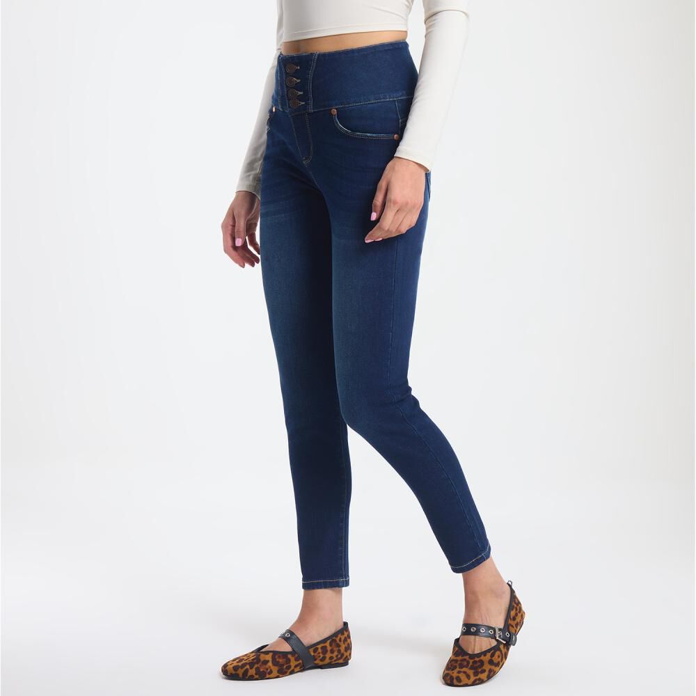 Jeans Tiro Alto Con Botones Super Skinny Mujer Rolly Go image number 2.0