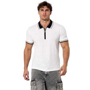Polera Hombre Cuello Polo Con Cierre Slim Fit Milano