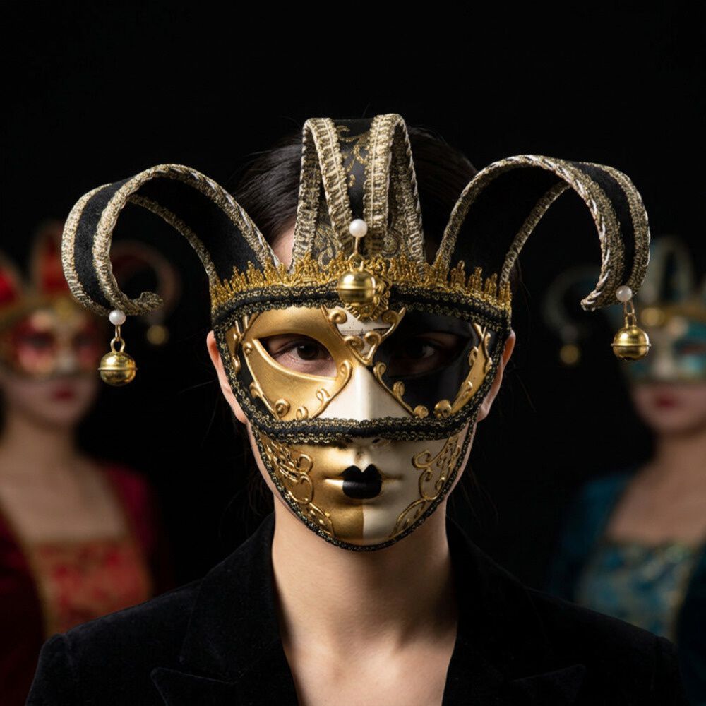 M&aacute;scara Buf&oacute;n Unisex Con Cascabeles Para Fiesta image number 2.0