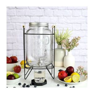 Dispensador De Bebidas De Vidrio 5l Soporte Metal Con Asas