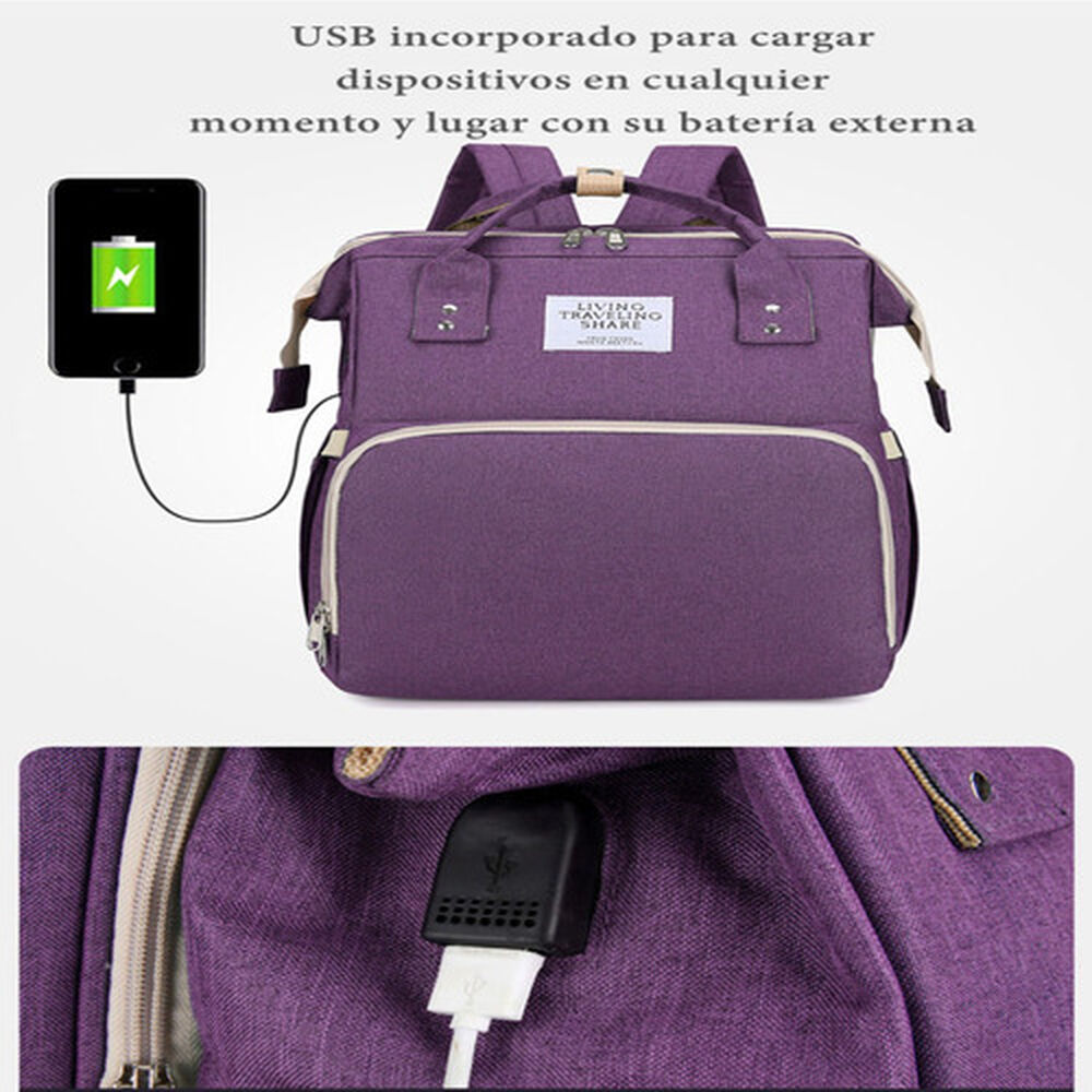 Mochila Maternal 3 En 1 Con Cunita Lubabycas Azul image number 5.0