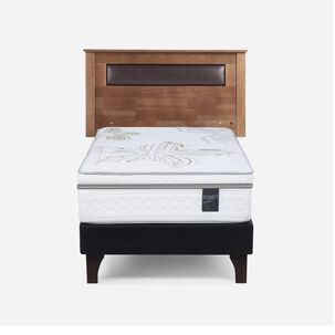 Cama Europea Rosen Art 4 / 1.5 Plazas / Base Normal  + Respaldo Ferrara