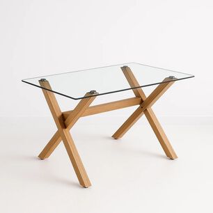 Mesa De Comedor Rectangular Vidrio Cross 140x90cm