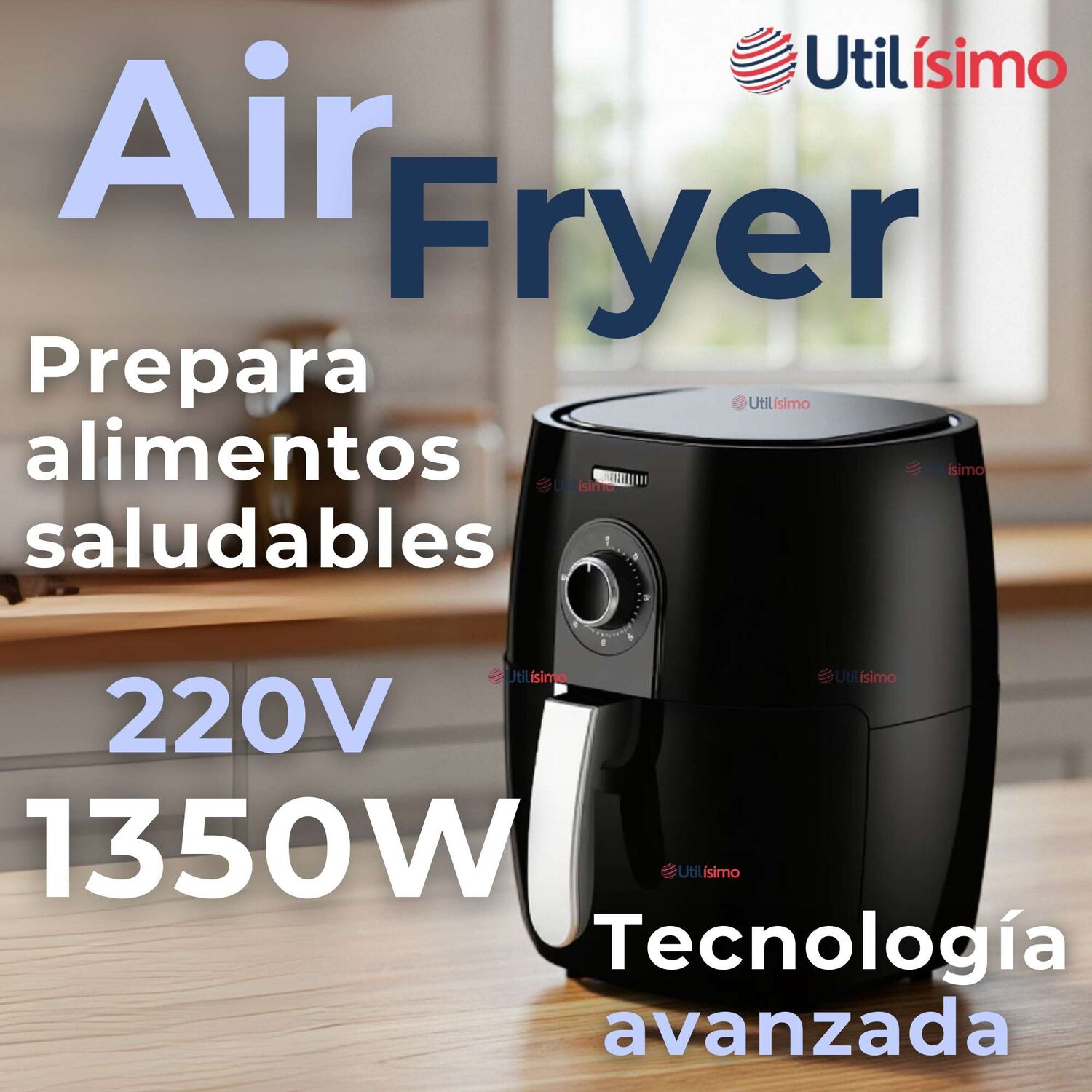 Freidora De Aire Premium 5 Litros 1350w+kit De 100 Forros De Papel Desechable image number 2.0