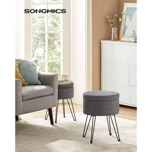 Taburete Puff Songmics Con Almacenaje 51 L Gris Oscuro