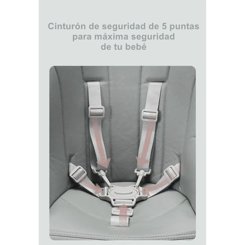 Silla De Comer Lubabycas Plegable Con Ruedas Gris image number 4.0