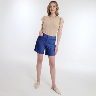 Bermuda B&aacute;sico Denim Tiro Medio Regular Mujer Geeps