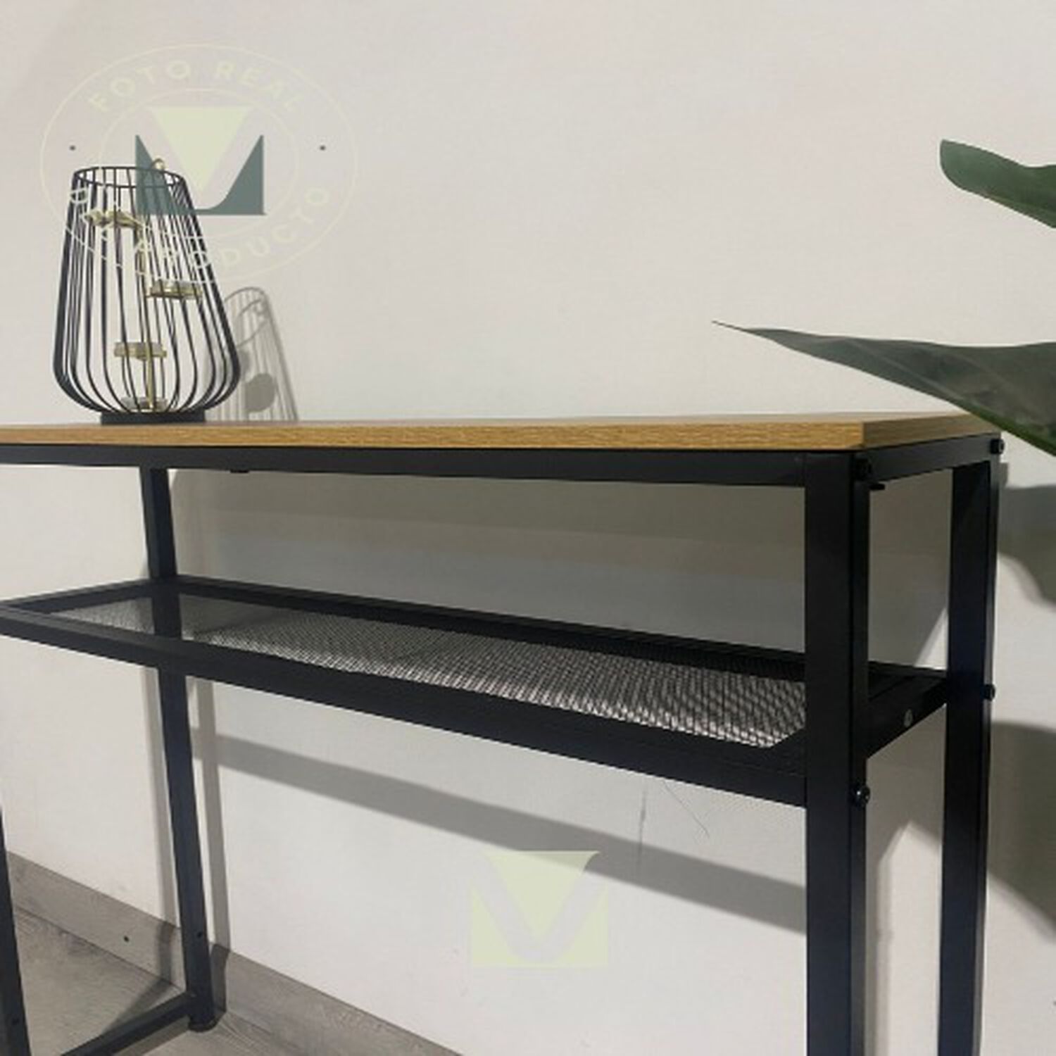 Arrimo Moderno 80 Cm Mdf Con Estructura Met&aacute;lica Y Repisa image number 4.0