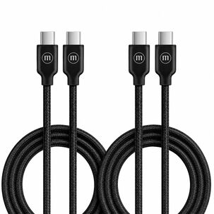 Pack 2 Cable Trenzado Usb C A Usb C Maxell 2 Metros Carga R&aacute;pida Negro