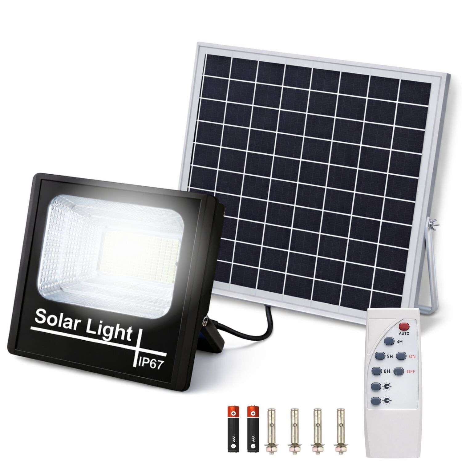 Foco Solar Exterior 500w Ip67 Con Panel Hd + Control Remoto image number 5.0