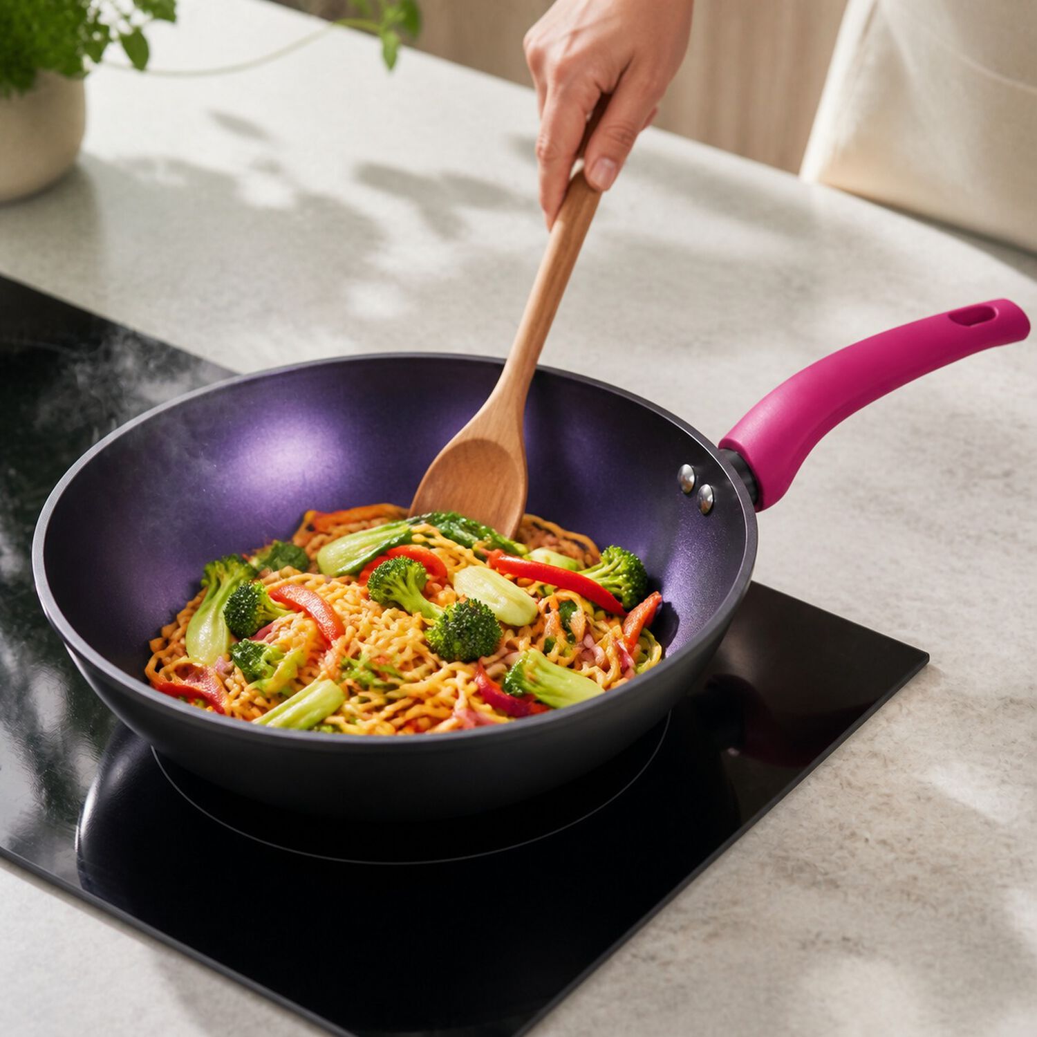 Wok Antiadherente Vitta Cherry 28cm Aluminio Forjado Apto Todo Tipo Cocinas image number 2.0