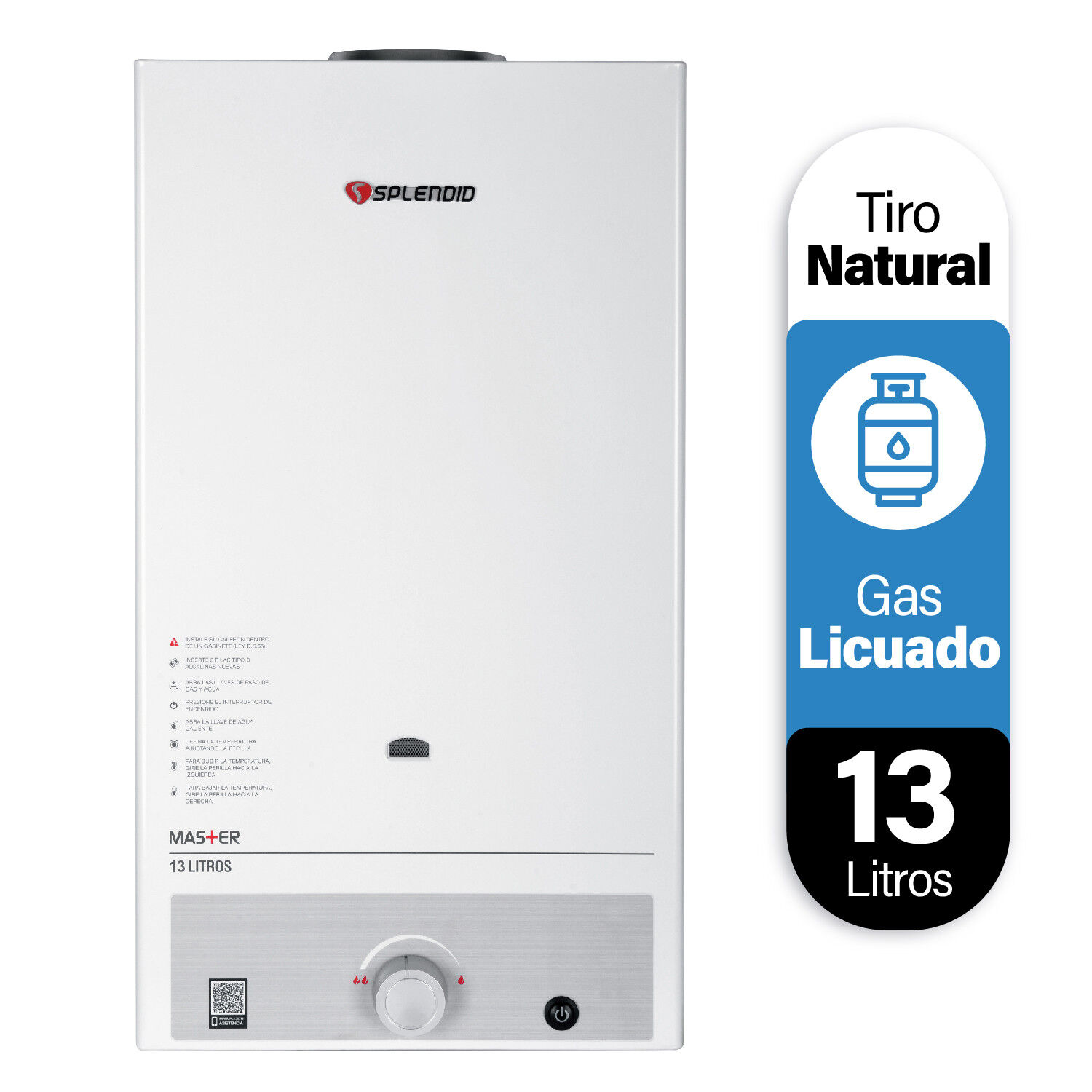 Calefont 13 Litros Gas Licuado Tiro Natural Splendid image number 1.0