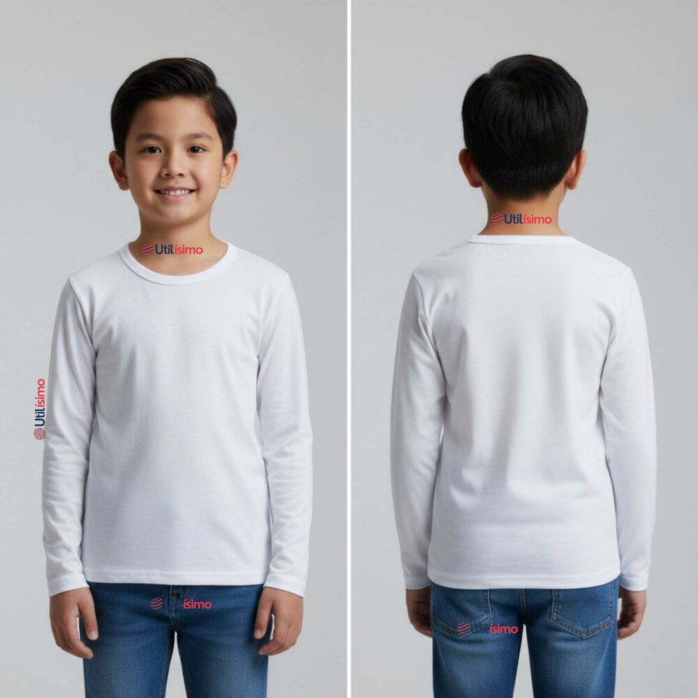 Pack 6 Camisetas Algod&oacute;n Manga Larga Polera Primera Capa Blanco Ni&ntilde;o image number 8.0