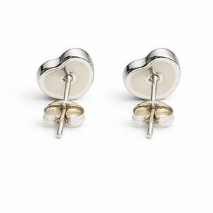 Aros &Oacute;nix Coraz&oacute;n Plata 950 Tornillo Mariposa Mujer Elegantes Piedra Negra