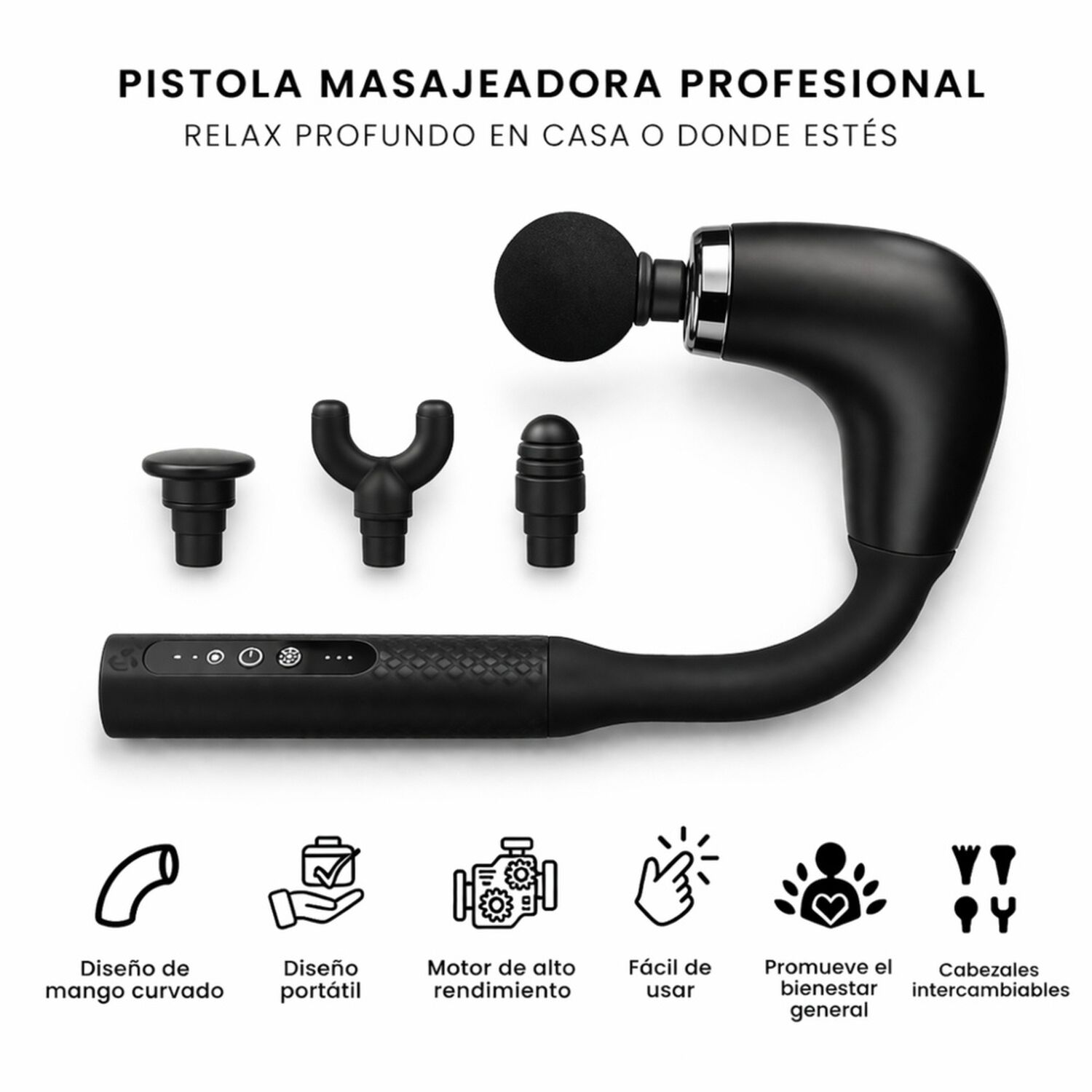 Pistola Masaje Muscular Mango Extendido Profesional image number 3.0