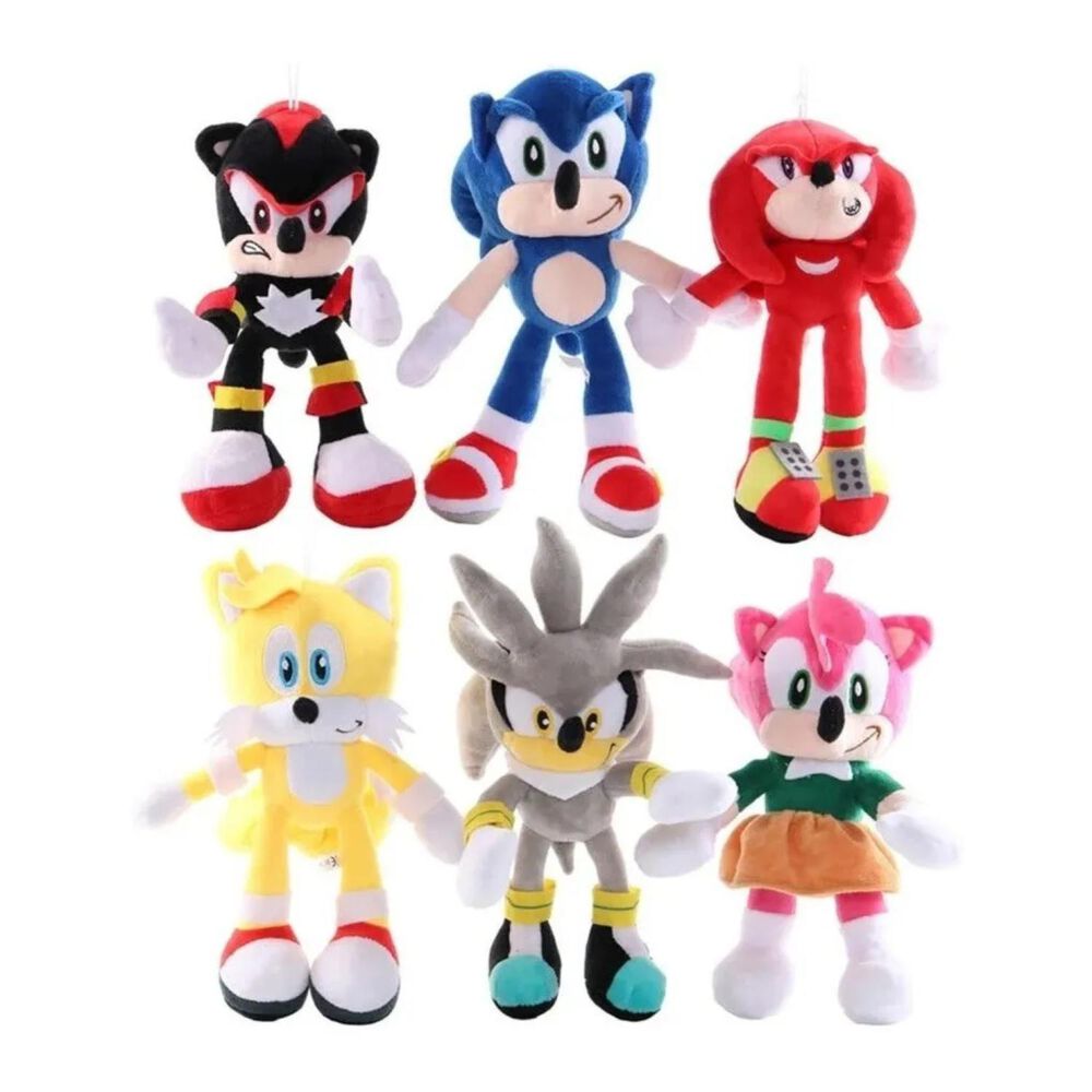 Juguete Pack 6 Peluche Sonic Y Sus Amigos 28cm Infantil image number 0.0